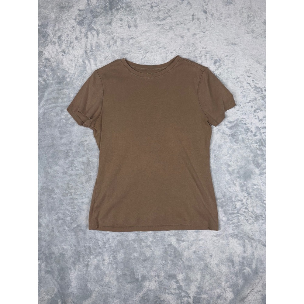 Eddie Bauer Womens Brown Cotton Short Sleeve Crew Neck T-Shirt Size M